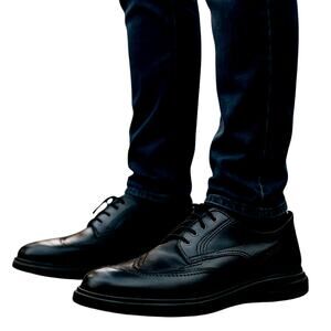 ColeHan 10.5 Goto Winged Oxford Black Men's Dress Shoe 10 1/2